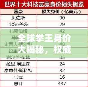 全球拳王身价大揭秘，权威价格排名榜单揭晓！