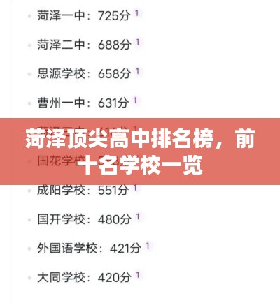 菏泽顶尖高中排名榜，前十名学校一览